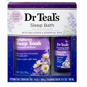 Dr Teal's Lavender Sleep Soak Epsom Salt Muscle Foaming Bath Gift Set Spa Calm